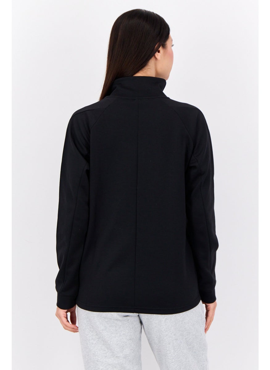 Women Sportswear Fit Full Zipper Training Sweatshirt, Black