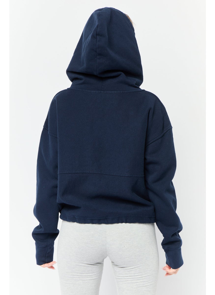 Women Sportswear Fit Long Sleeve Outdoor Hoodie, Navy