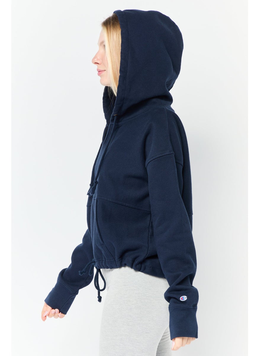 Women Sportswear Fit Long Sleeve Outdoor Hoodie, Navy