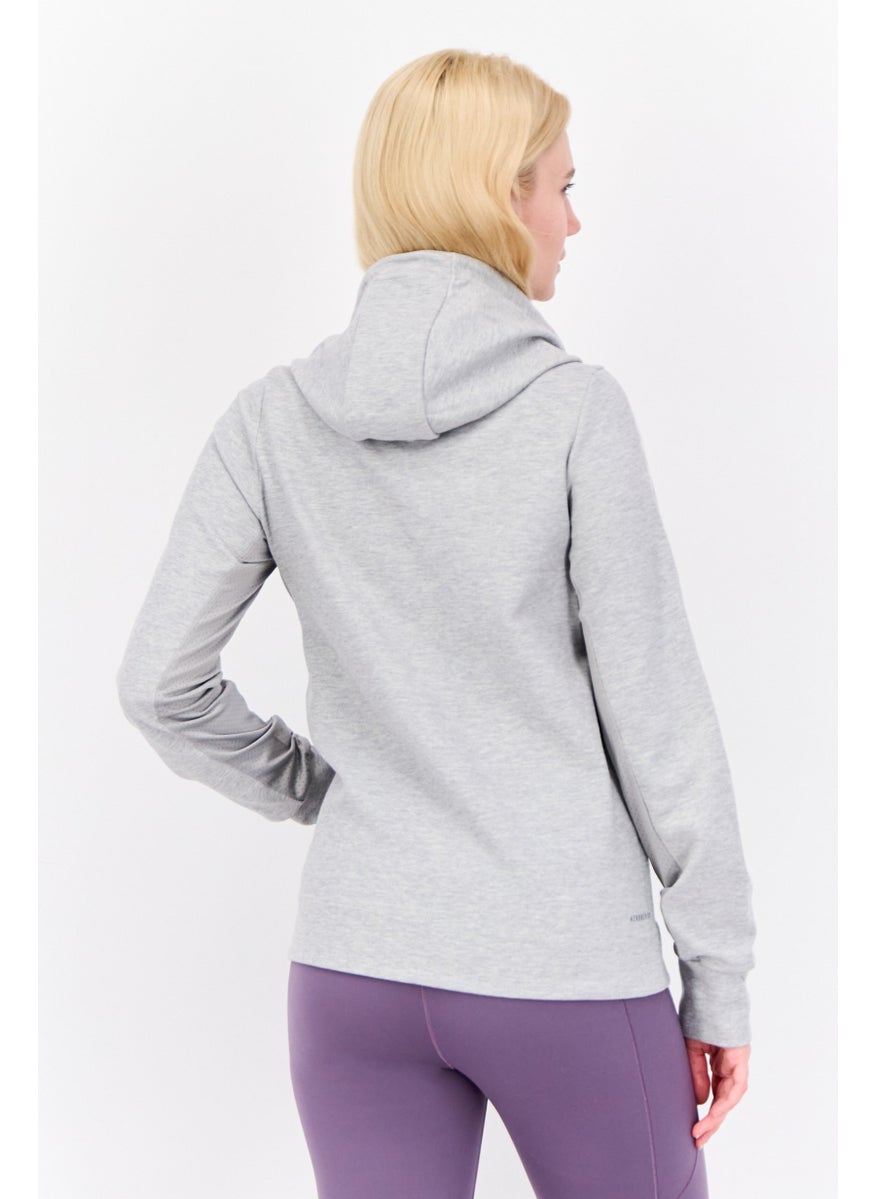 Women Sportswear Fit Long Sleeve Training Sweatshirt, Grey/White