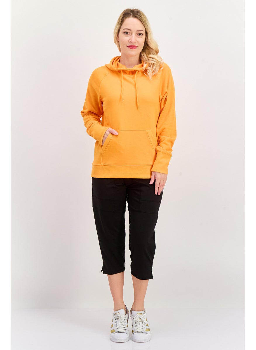 Women Sportswear Fit Long Sleeve Outdoor Sweatshirt, Orange