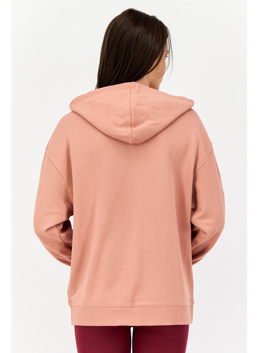 Women Sportswear Fit Long Sleeve Outdoor Full Zip Hoodie, Brown