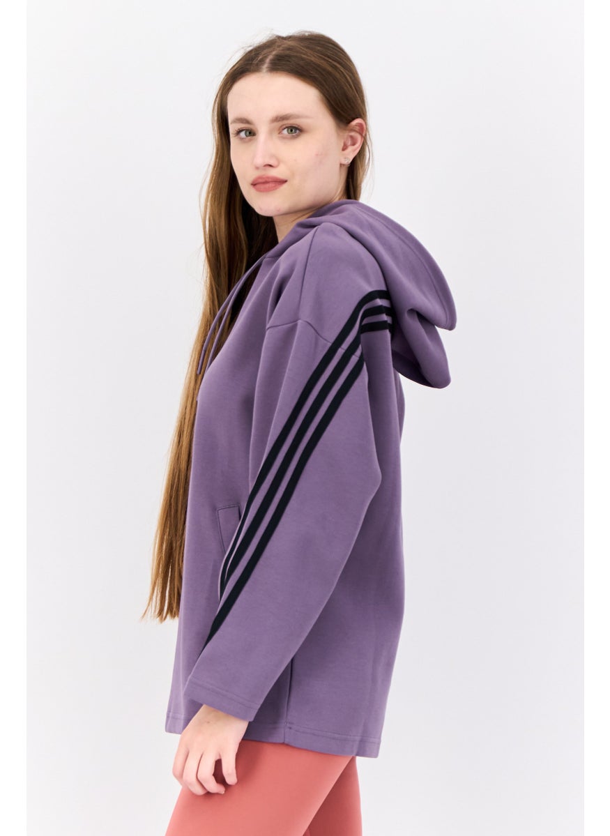 Women Sportswear Fit Brand Logo Outdoor Hoodies, Violet