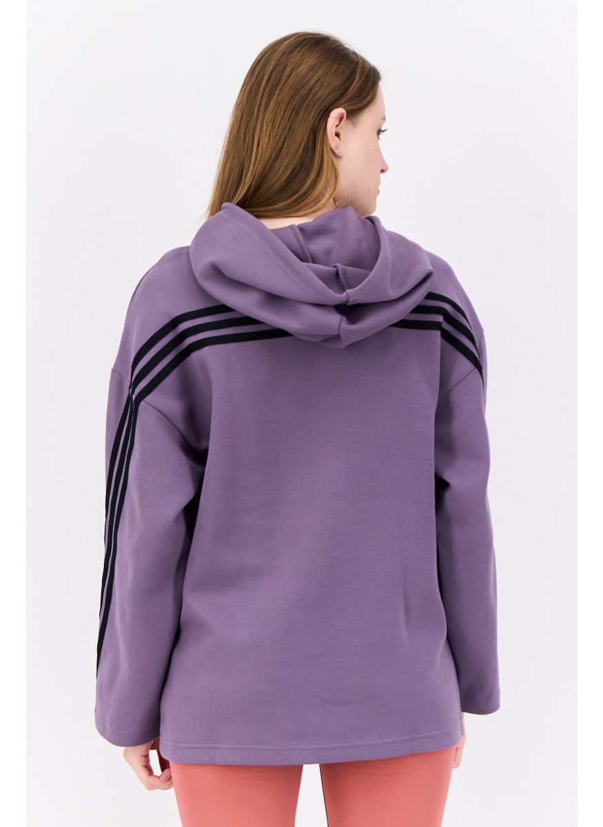 Women Sportswear Fit Brand Logo Outdoor Hoodies, Violet