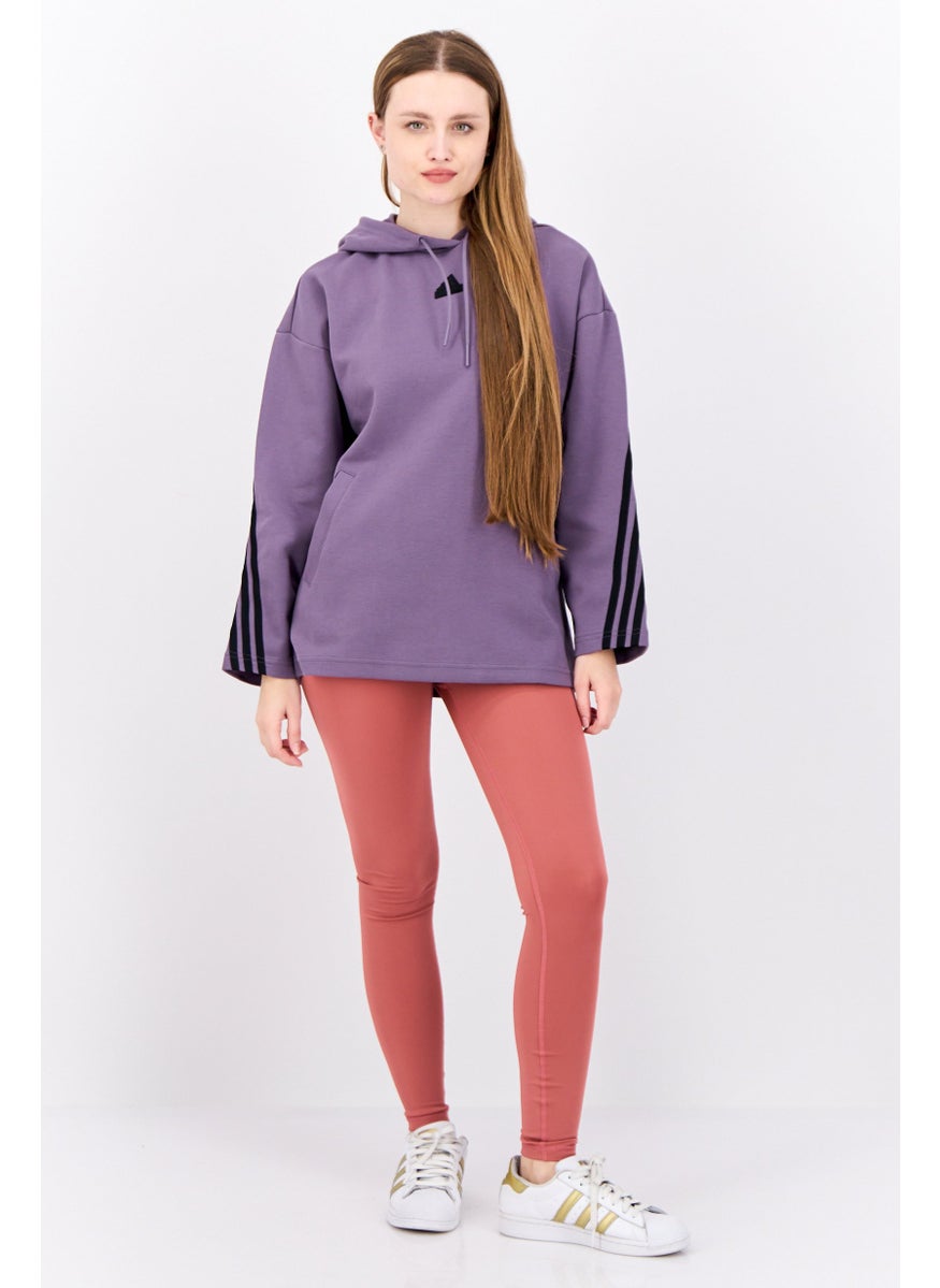 Women Sportswear Fit Brand Logo Outdoor Hoodies, Violet