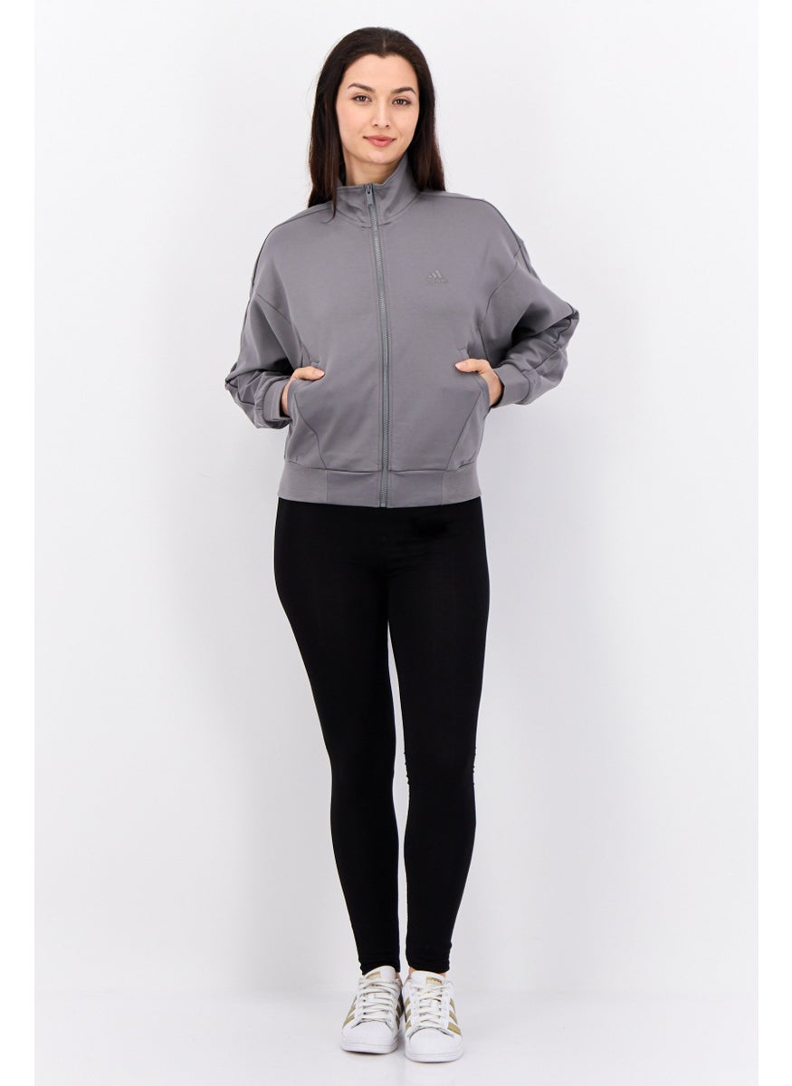 Women Sportswear Fit Long Sleeves Outdoors Sweatshirt, Grey