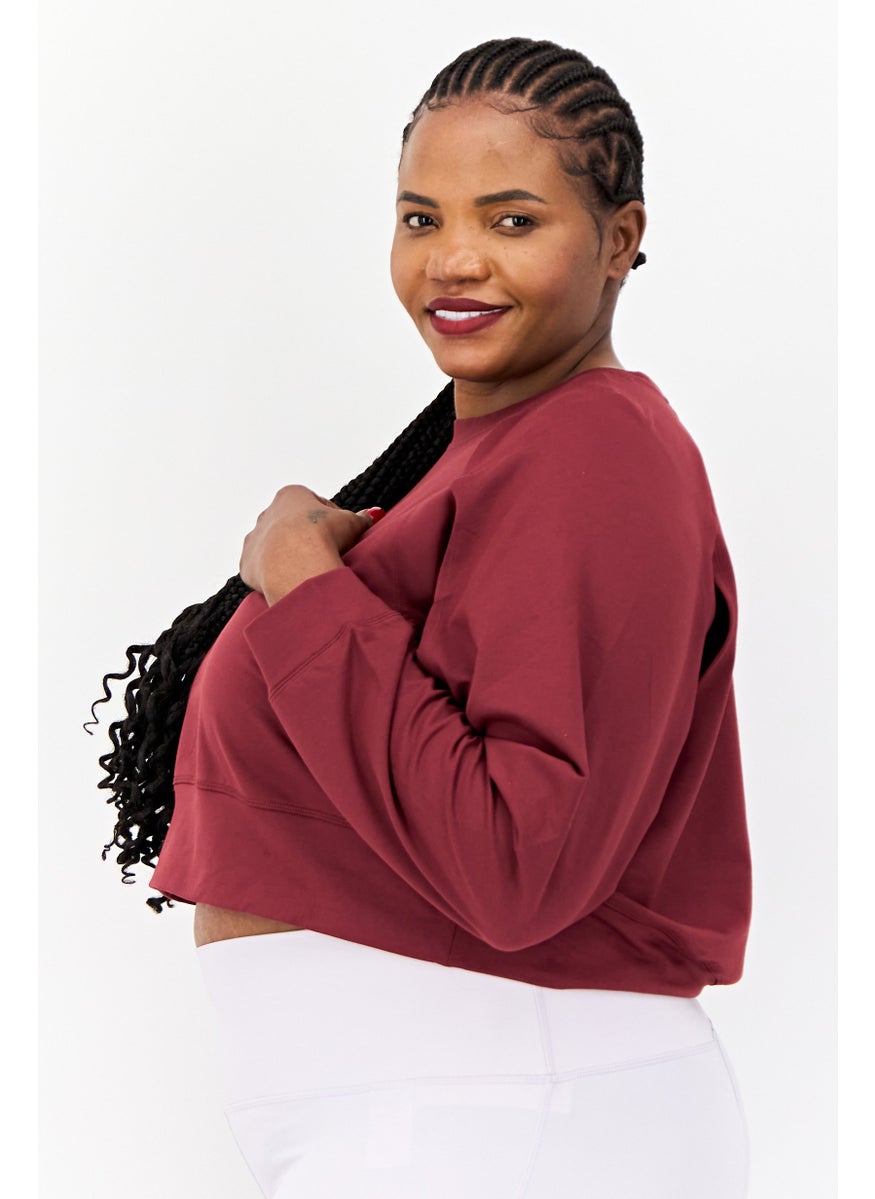 Women Sportswear Fit Long Sleeves Training Sweatshirt, Maroon