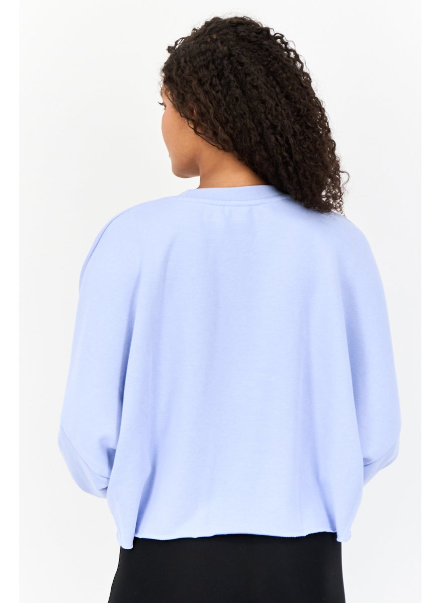 Women Sportswear Fit Long Sleeves Outdoor Sweatshirt, Pastel Blue
