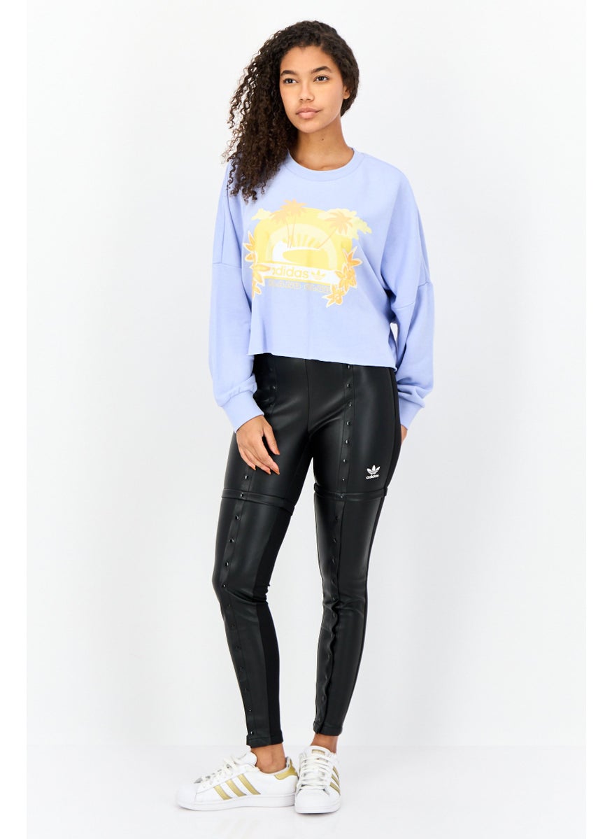 Women Sportswear Fit Long Sleeves Outdoor Sweatshirt, Pastel Blue