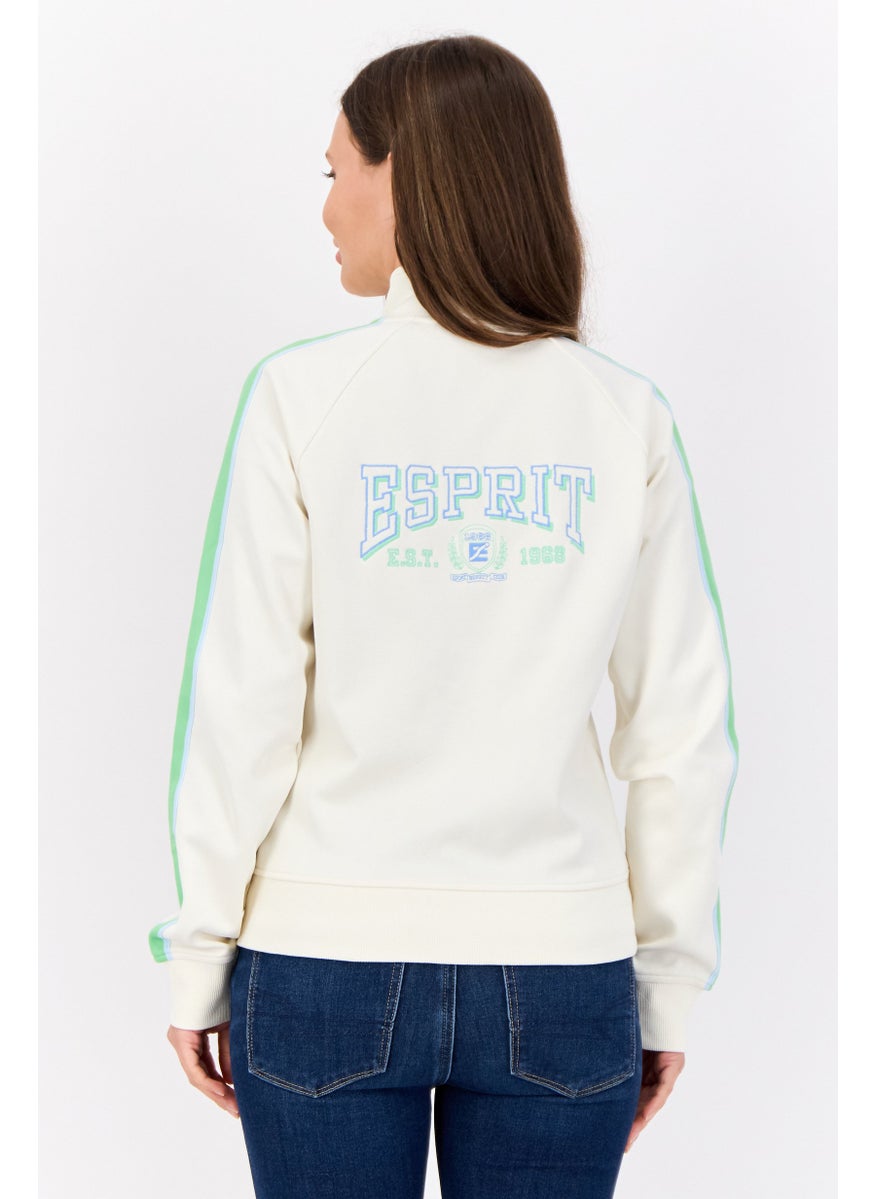 Women Embroidered  Logo Full Zip Sweatshirt, Multicolor