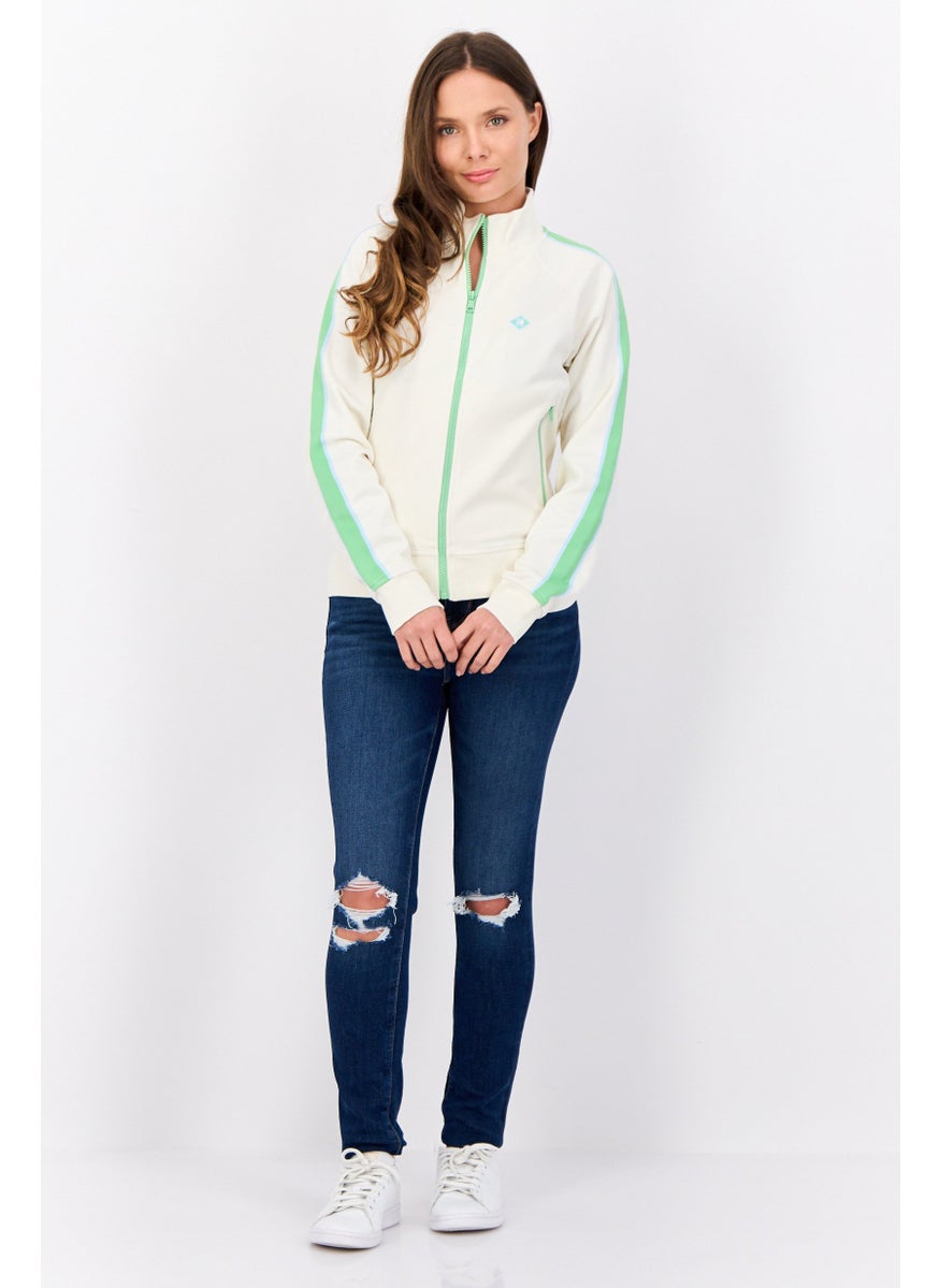 Women Embroidered  Logo Full Zip Sweatshirt, Multicolor