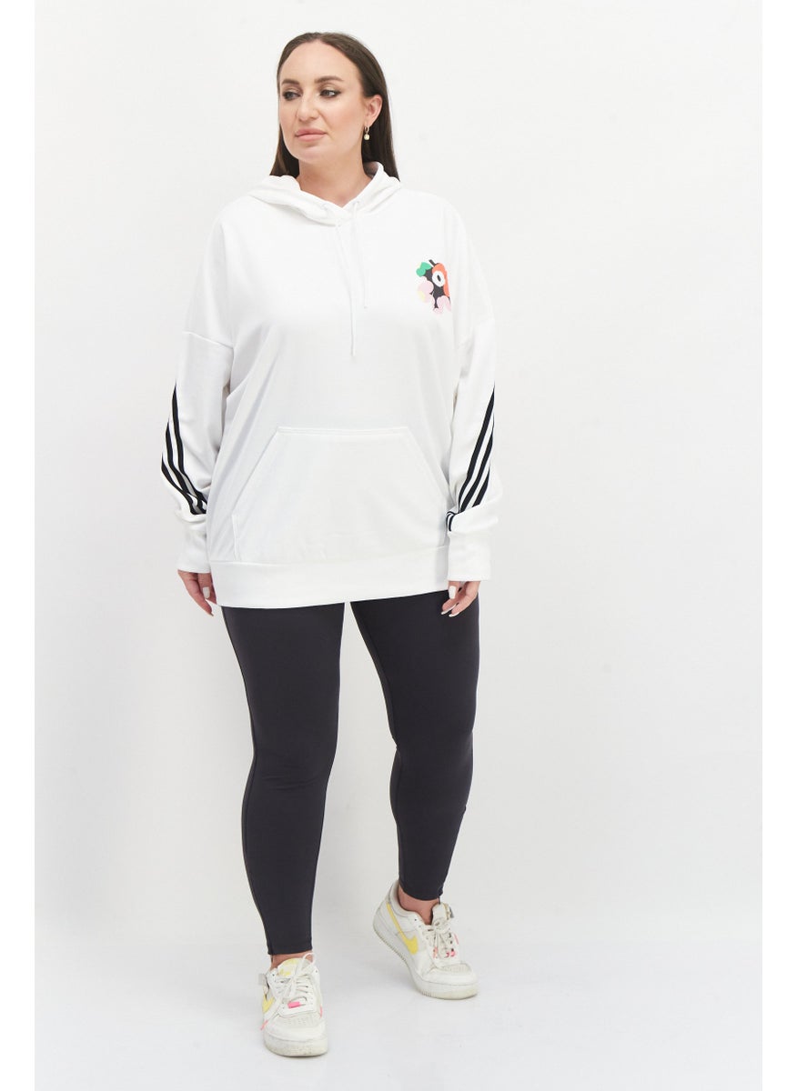 Women Plus Size Training Hoodie, White Combo
