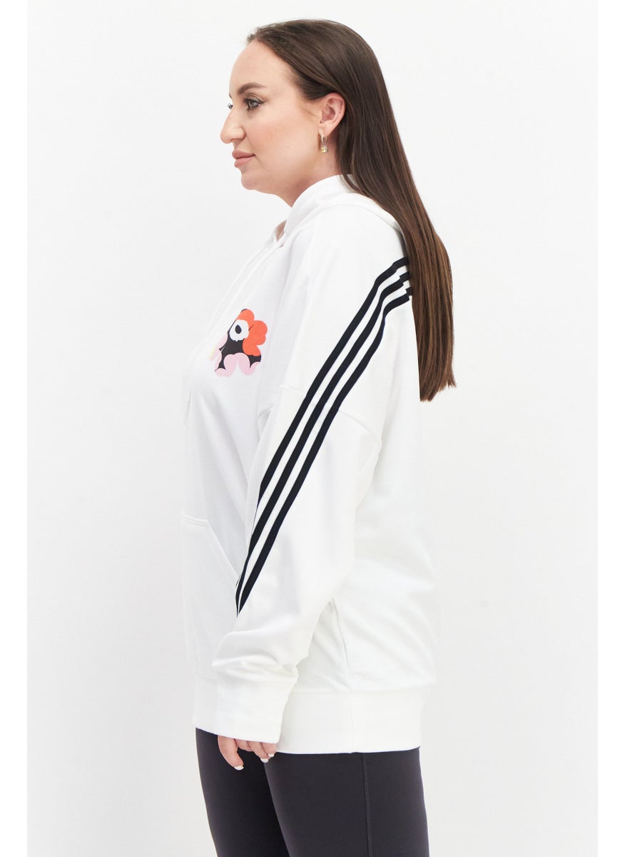 Women Plus Size Training Hoodie, White Combo