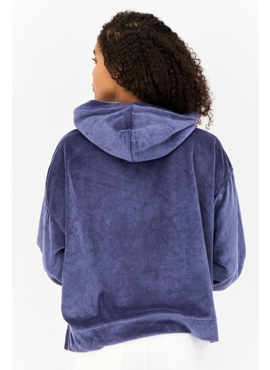 Women Petite Fleece Hoodie, Blue