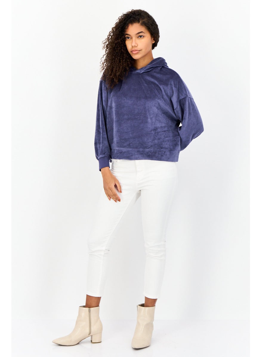 Women Petite Fleece Hoodie, Blue