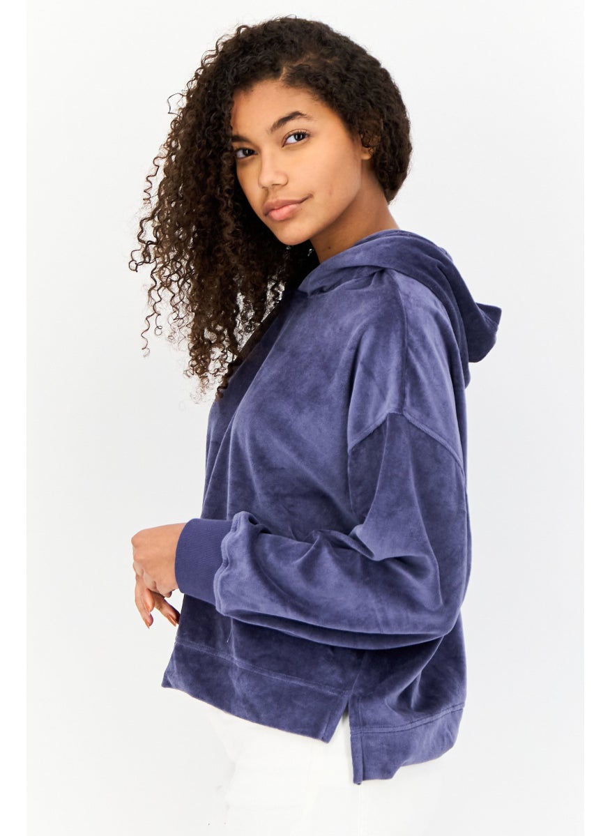 Women Petite Fleece Hoodie, Blue