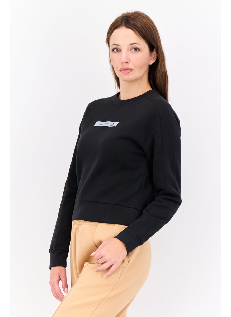 Women Regular Fit Long Sleeve Outdoor Sweatshirts, Black