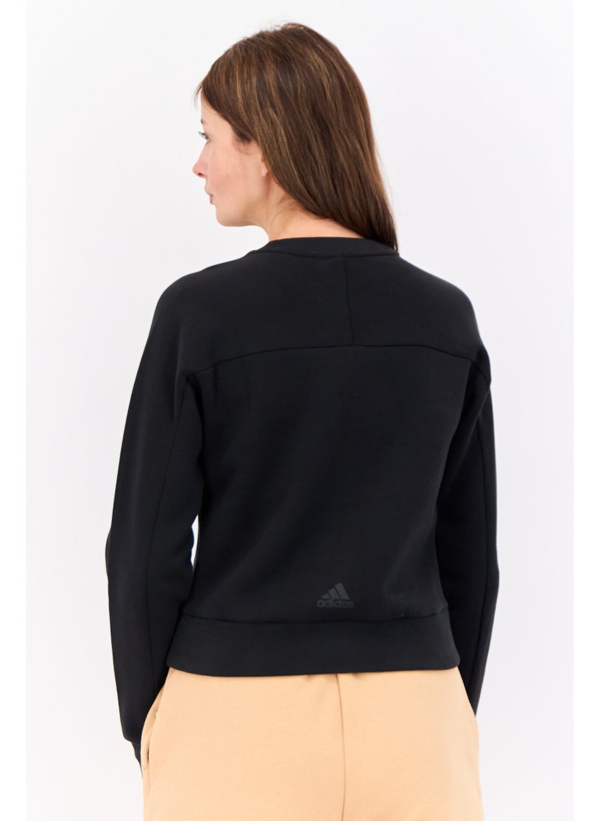 Women Regular Fit Long Sleeve Outdoor Sweatshirts, Black