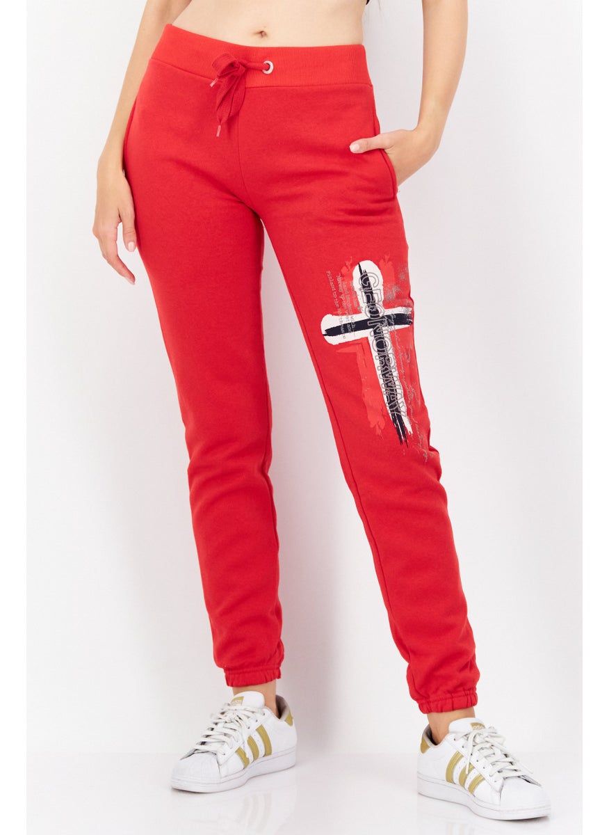 Women Regular Fit Graphic Jogger Pant, Red
