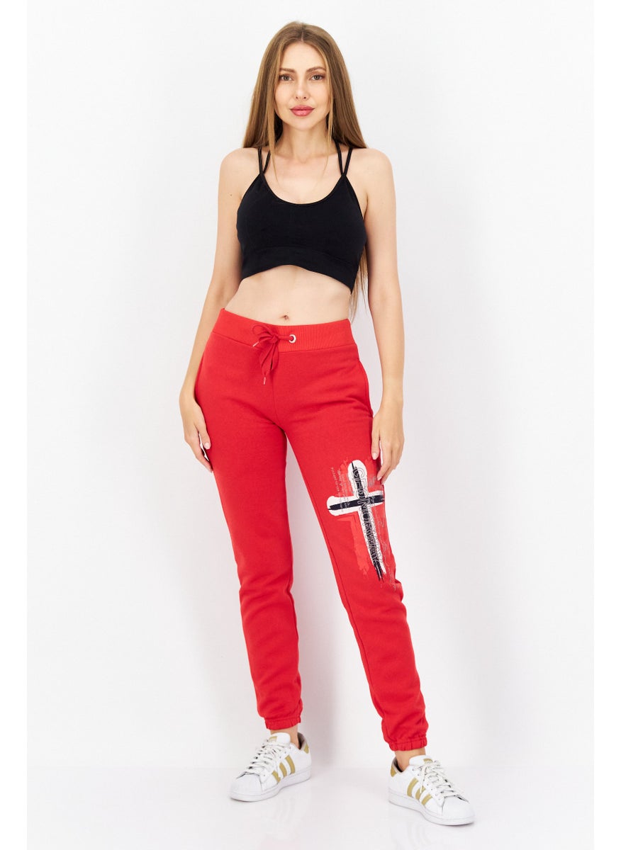 Women Regular Fit Graphic Jogger Pant, Red