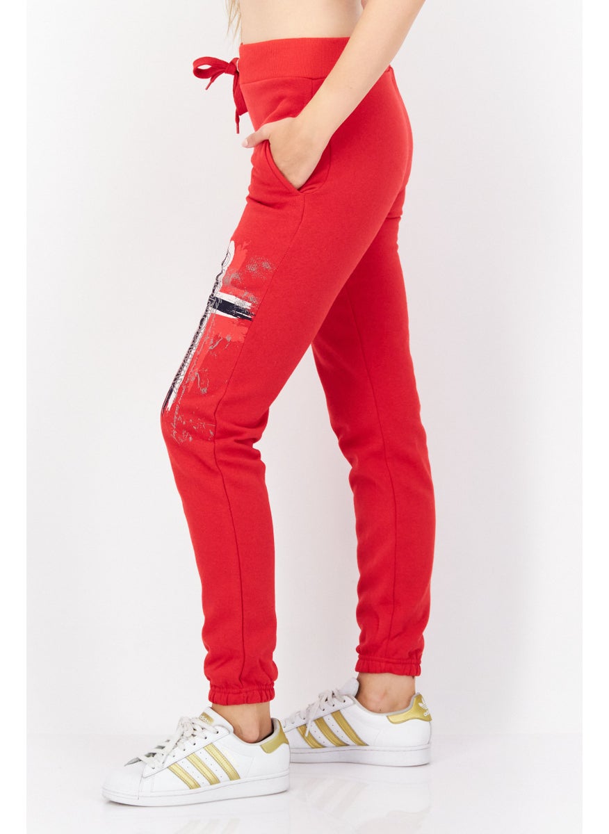 Women Regular Fit Graphic Jogger Pant, Red