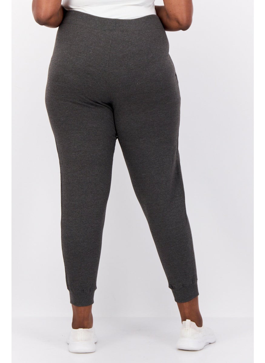 Women Plus Size Brand Logo Outdoor Sweatpants Grey