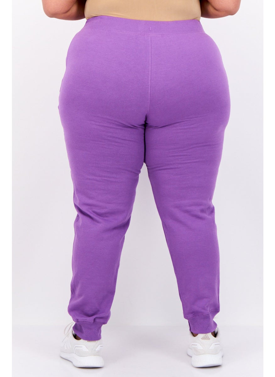 Women Plus Size Outdoor Sweatpants, Purple