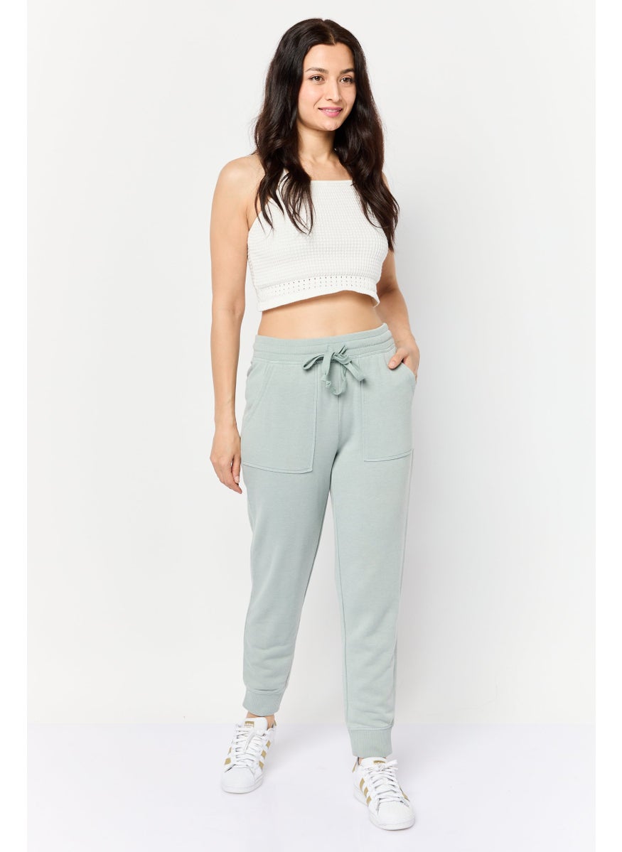 Women Regular Fit Textured Sweatpants, Sage