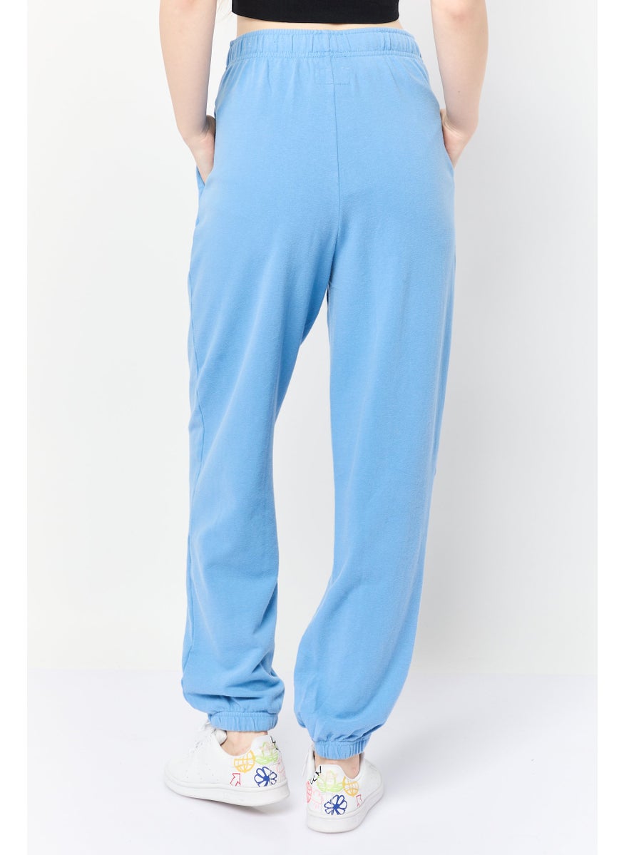 Women Regular Fit Brand Logo Sweatpants, Light Blue