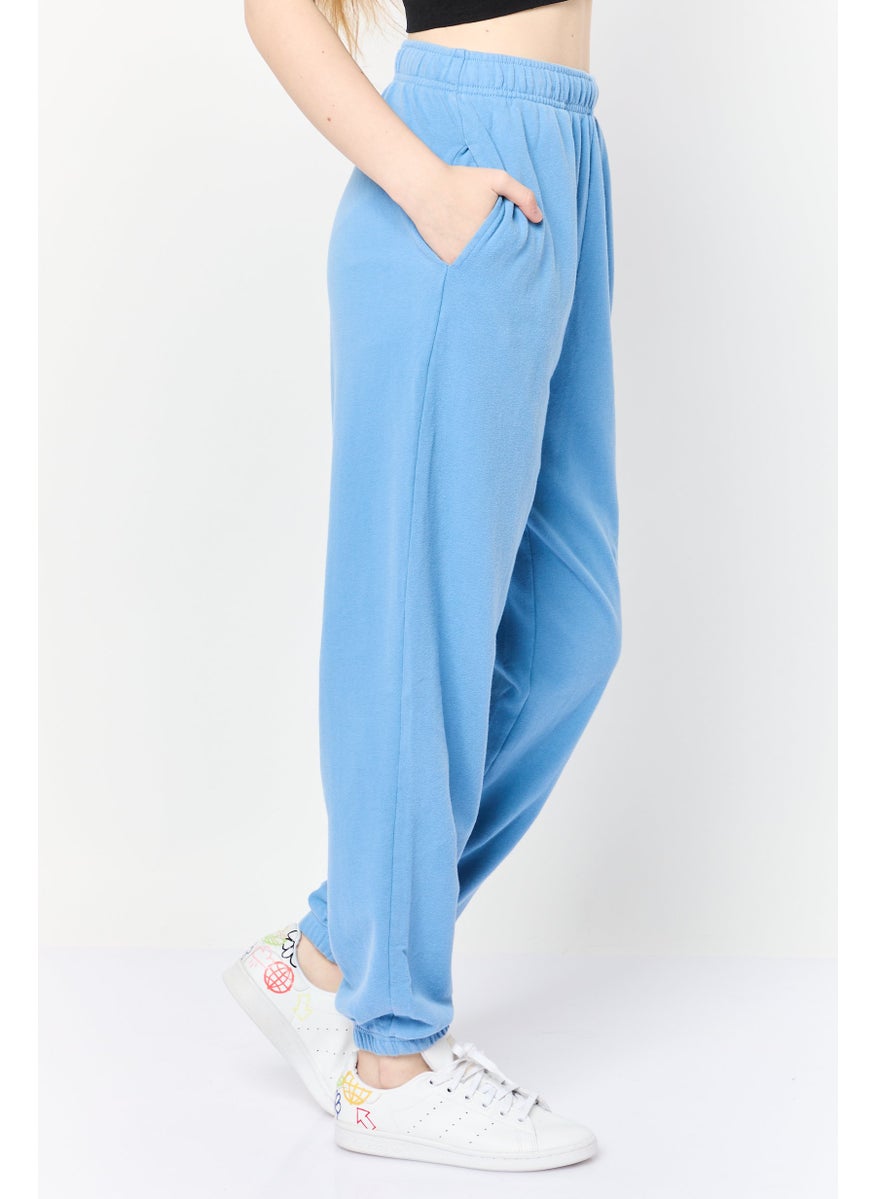 Women Regular Fit Brand Logo Sweatpants, Light Blue