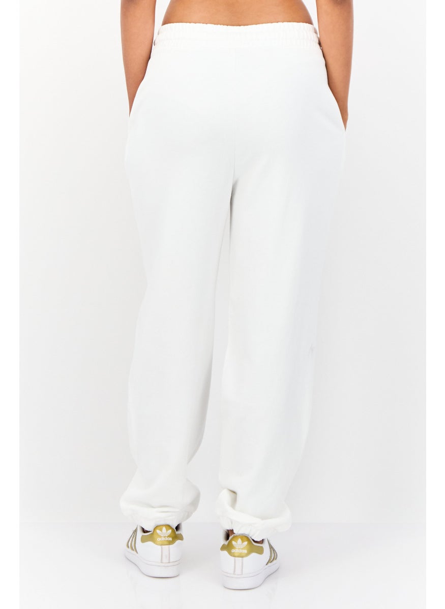 Women Regular Fit Embroidered Logo Sweatpants, White