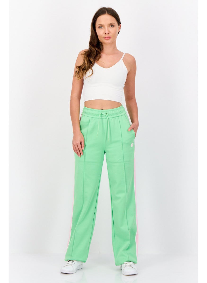 Women Regular Fit Embroidered Logo Sweatpants, Green