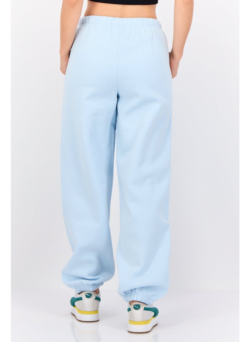 Women Regular Fit Brand Logo Sweatpants, Pastel Blue