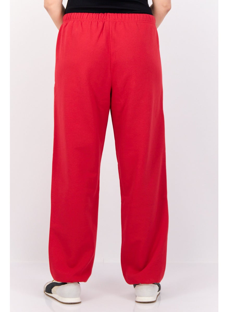 Women Regular Fit Brand Logo Sweatpants, Red
