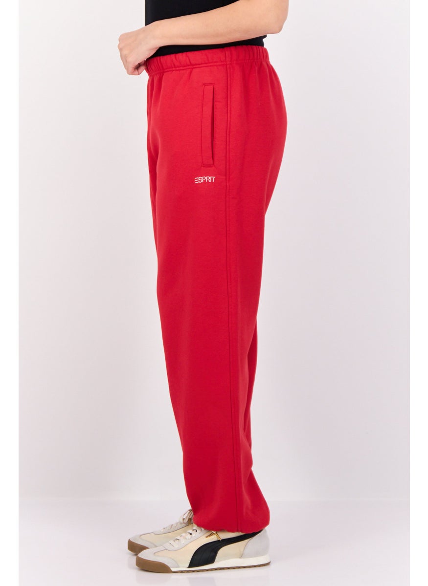 Women Regular Fit Brand Logo Sweatpants, Red