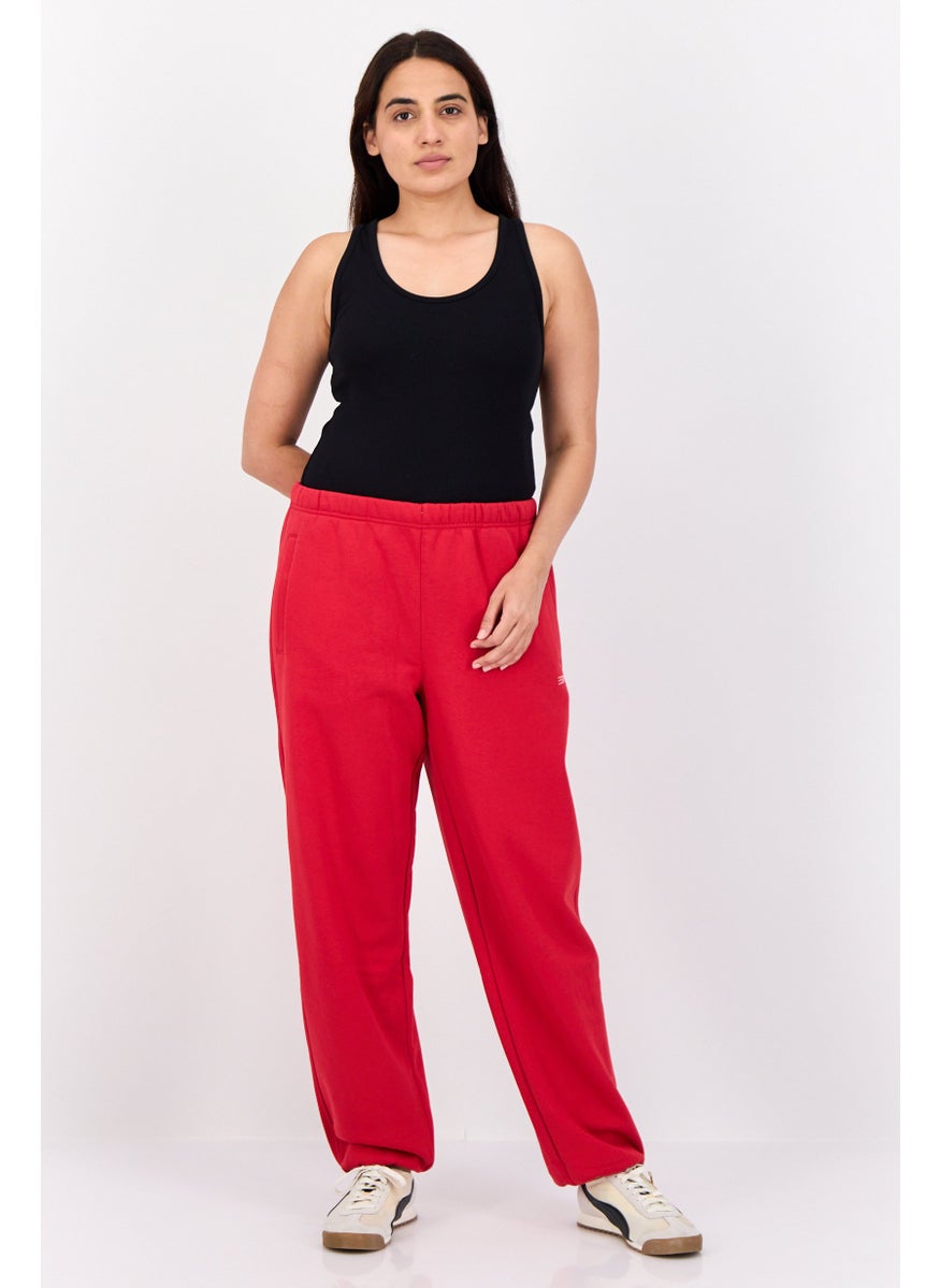 Women Regular Fit Brand Logo Sweatpants, Red
