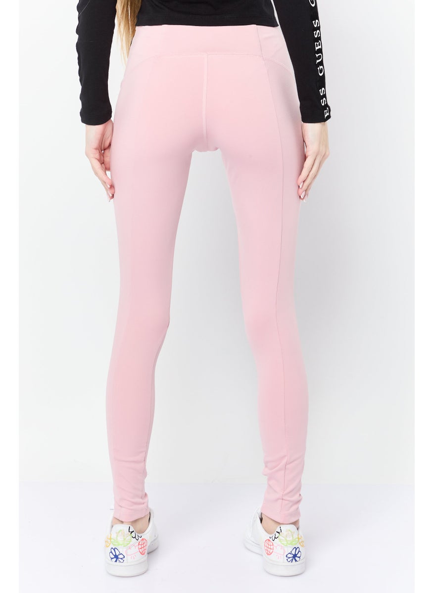 Women Brand Logo Leggings, Pink