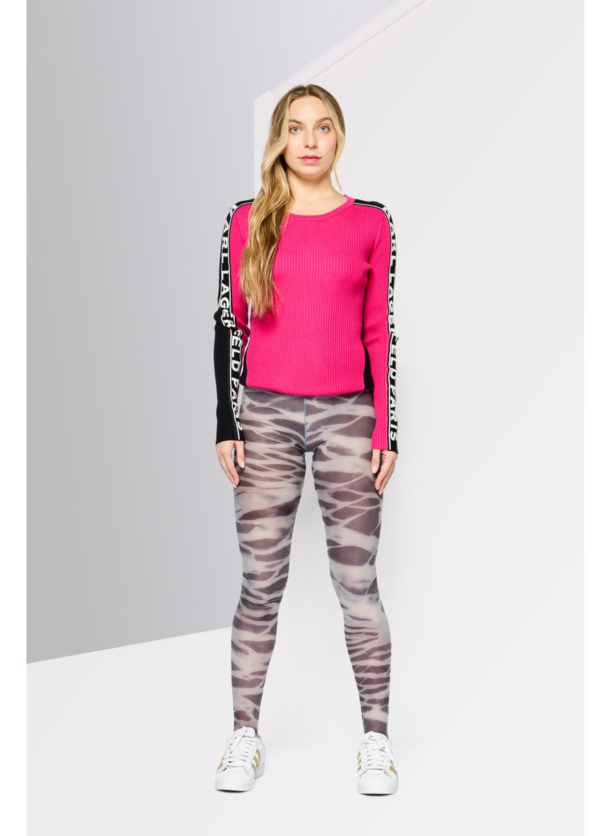 Women Full Length Allover Print Leggings, Grey