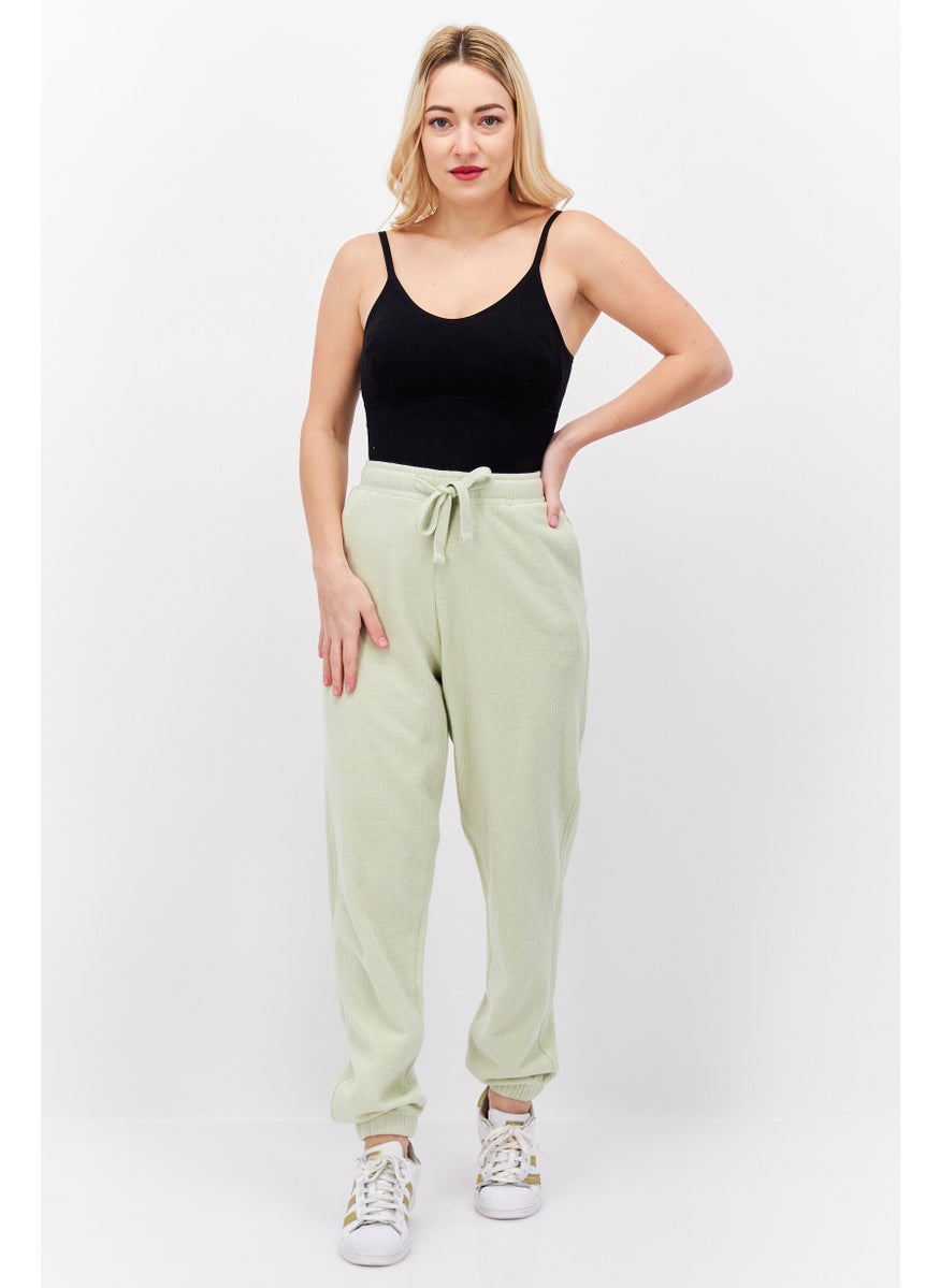 Women Ribbed Jogger Pant, Light Green