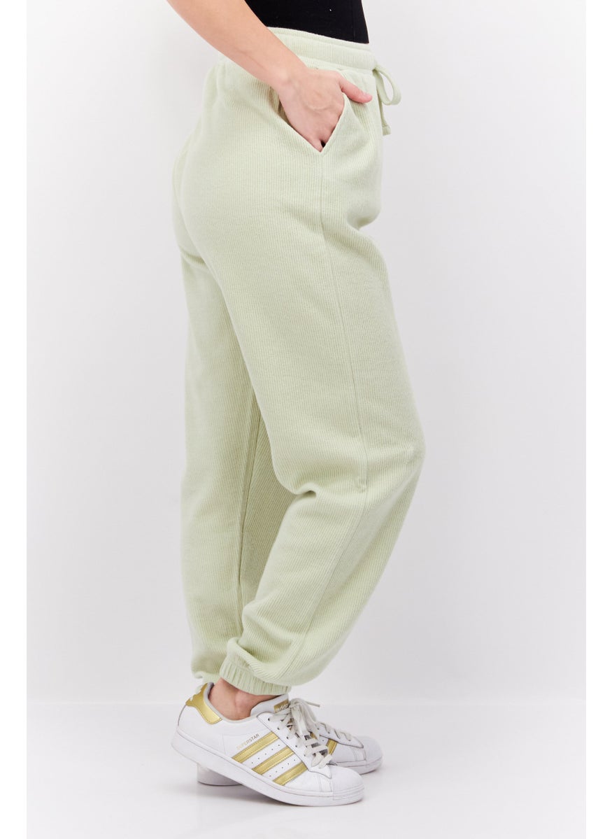 Women Ribbed Jogger Pant, Light Green