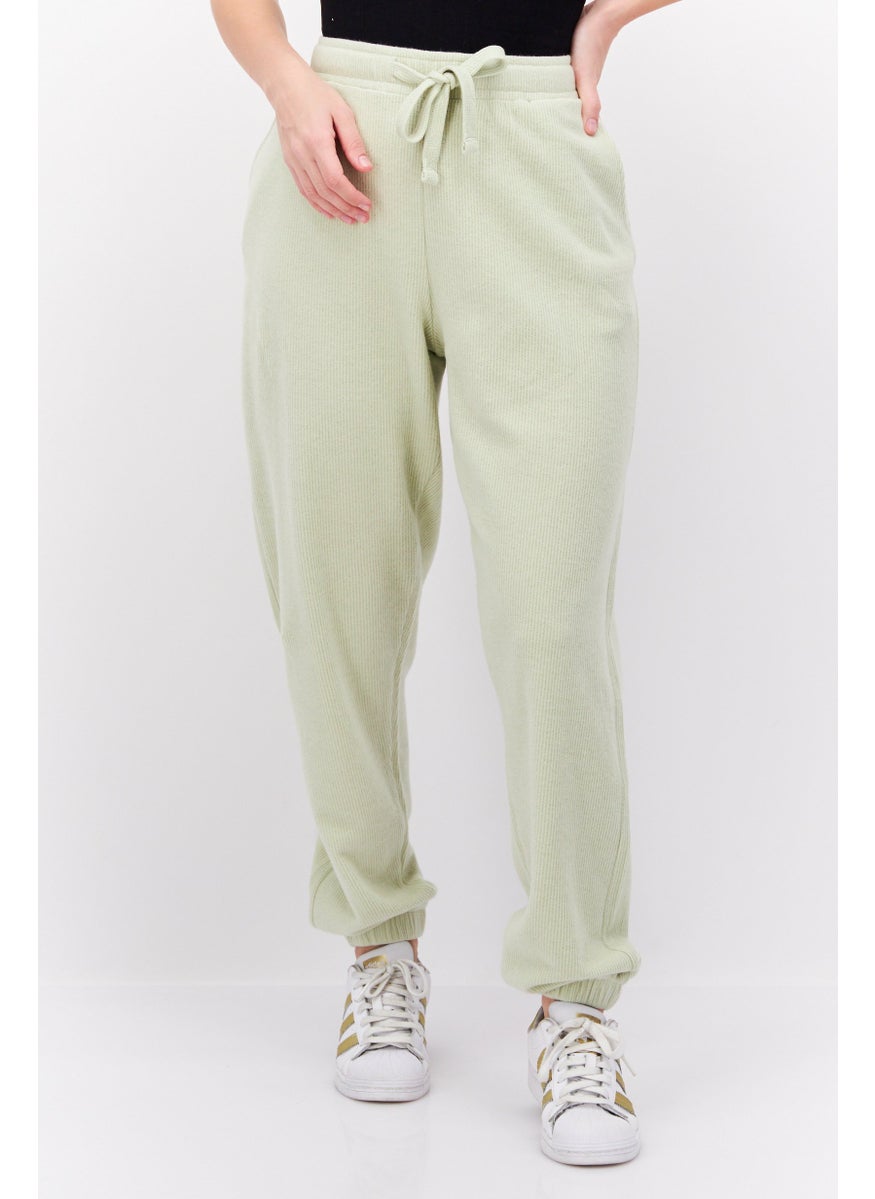 Women Ribbed Jogger Pant, Light Green