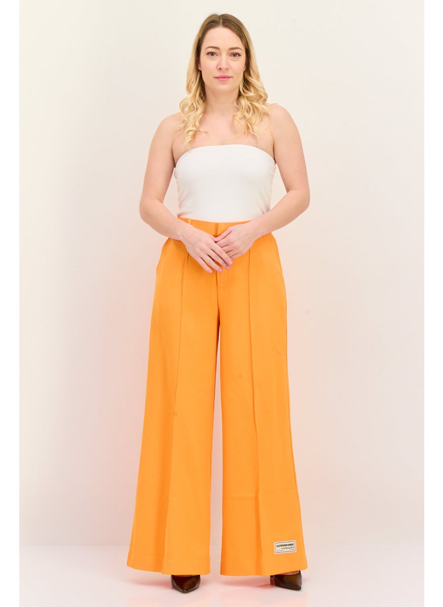 Women Regular Fit Plain Palazzo Pants, Orange