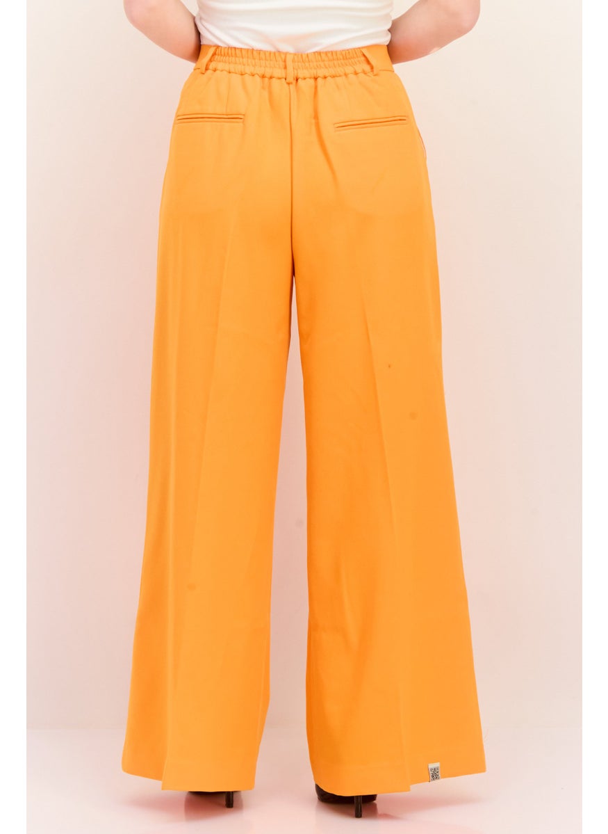 Women Regular Fit Plain Palazzo Pants, Orange