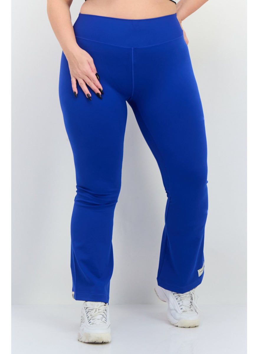 Women Solid Pull On Flared Leggings, Royal Blue