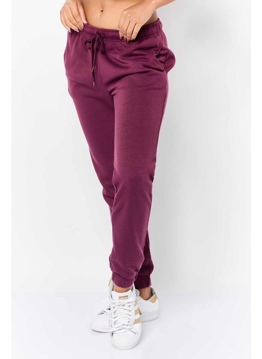 Women Regular Fit Solid Sweatpants, Dark Maroon
