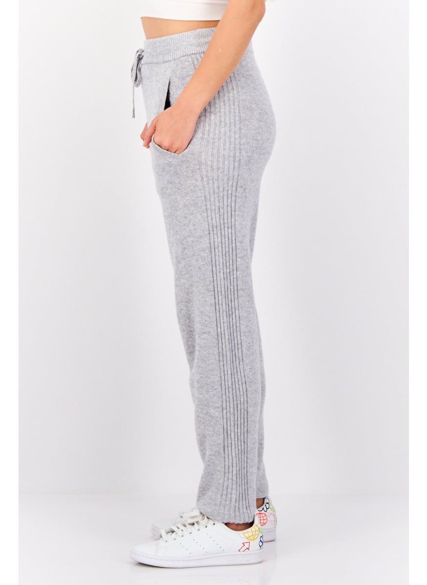 Women Regular Fit Knitted Jogger Pants, Grey
