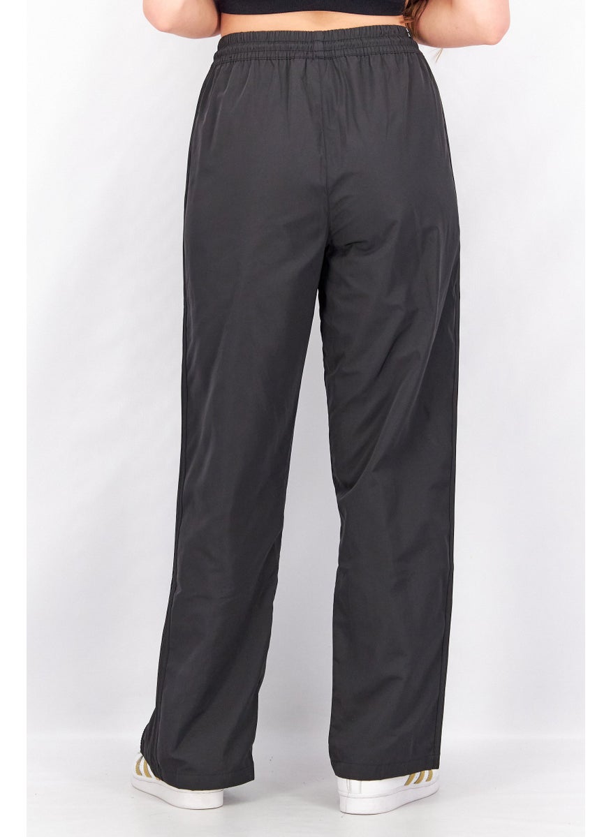 Women Regular Fit Zip Open Hem Pants, Black