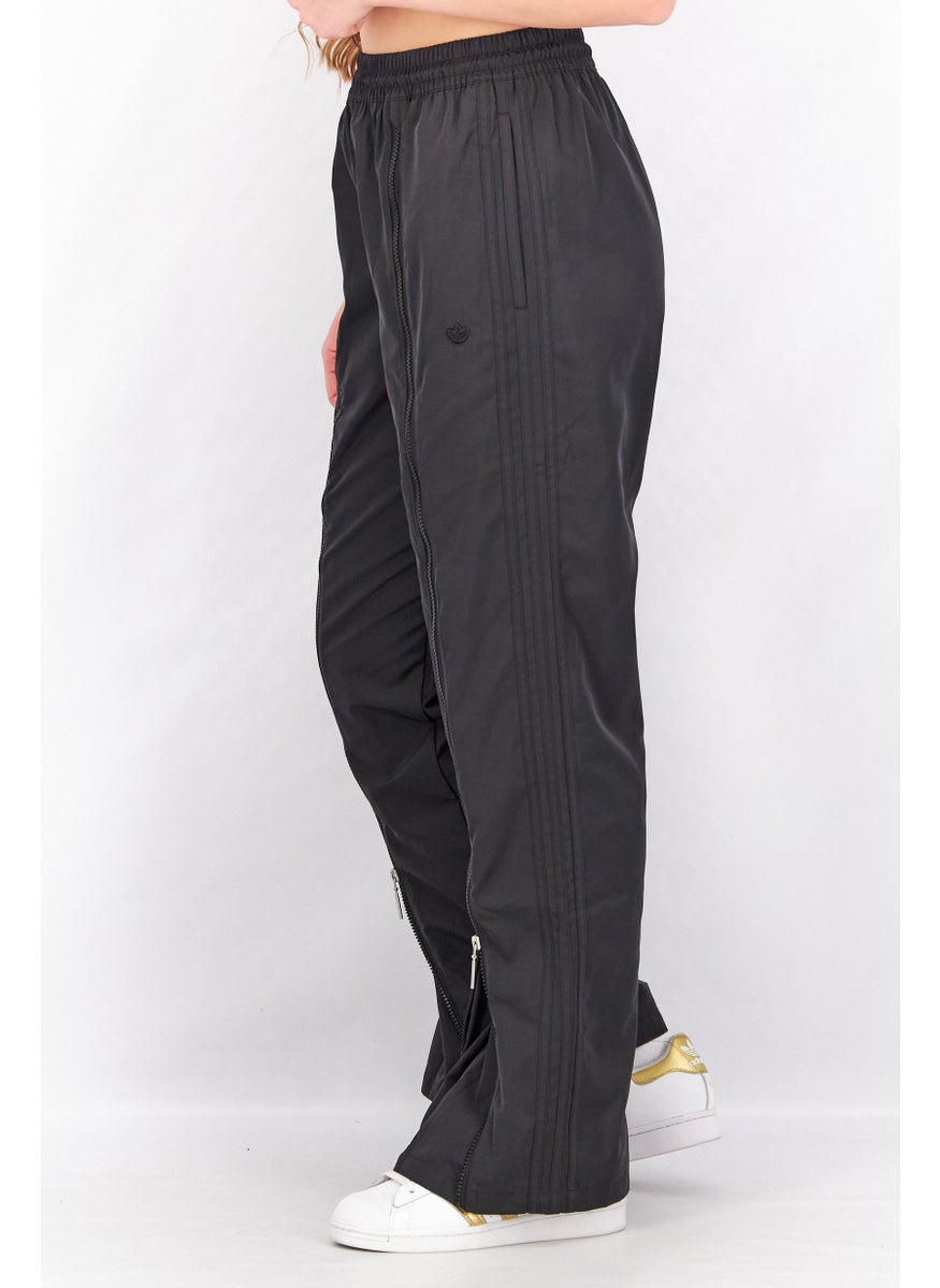 Women Regular Fit Zip Open Hem Pants, Black