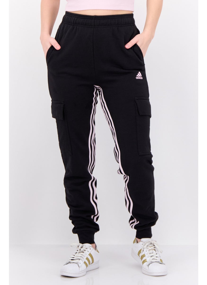 Women Sportswear Fit Outdoor Sweatpants, Black/Pink