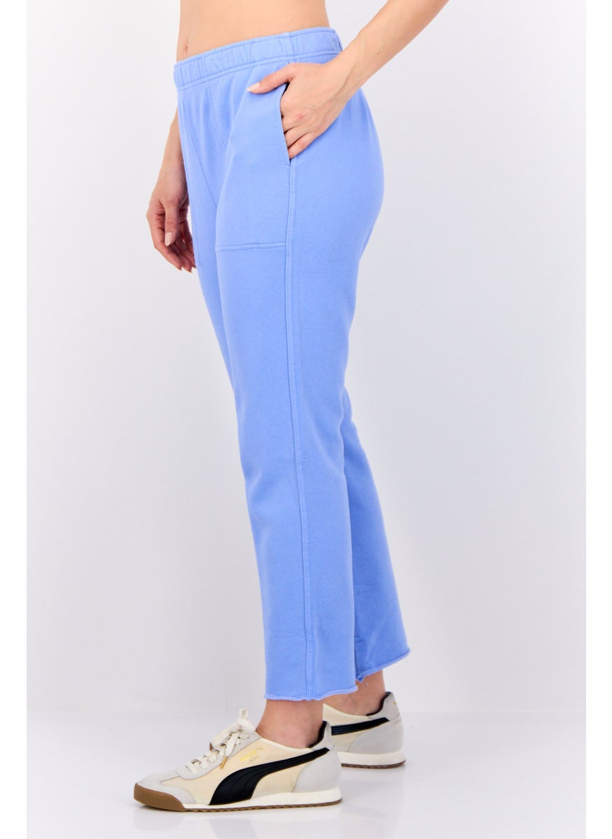 Women Regular Fit Plain Sweatpants, Blue